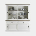 Buffetschrank Brooklyn 03 - 180x50x220H cm - schlichtes Design - Eichenplatte und Zwischenboden - 2 Glasschiebetüren - 2 Soft-Close-Schubladen - 2 geschlossene Flügeltüren