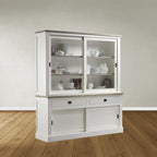 Buffetschrank Brooklyn 03 - 180x50x220H cm - schlichtes Design - Eichenplatte und Zwischenboden - 2 Glasschiebetüren - 2 Soft-Close-Schubladen - 2 geschlossene Flügeltüren