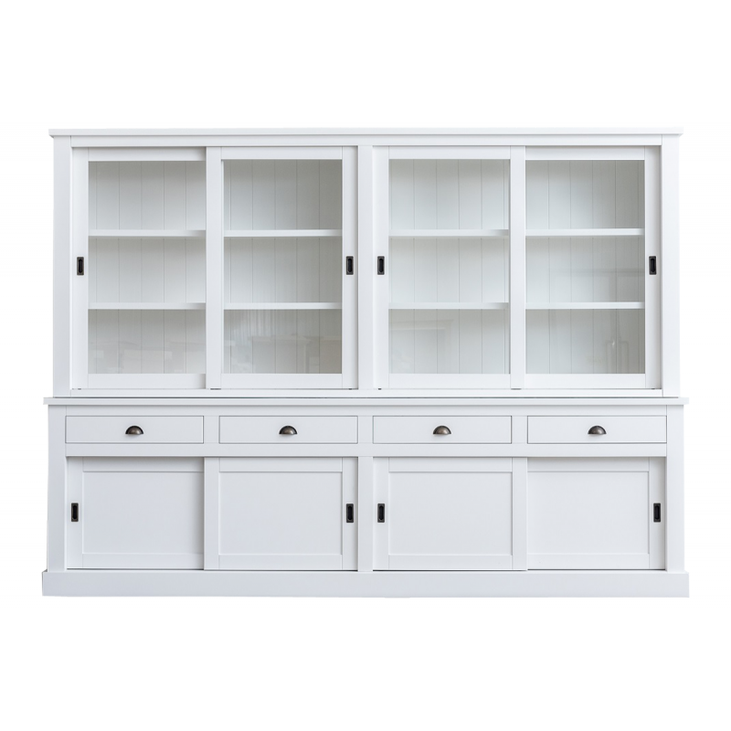 Buffetschrank Canada - 300x50x220H cm - 4 Schiebetüren aus Glas - 4 geschlossene Schiebetüren - 4 Soft-Close-Schubladen