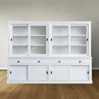 Buffetschrank Canada - 300x50x220H cm - 4 Schiebetüren aus Glas - 4 geschlossene Schiebetüren - 4 Soft-Close-Schubladen