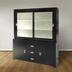 Buffetschrank Hawai - 180x50x220H cm - schlankes Design - 2 Schiebetüren - 3 Soft-Close-Schubladen - 2 Flügeltüren