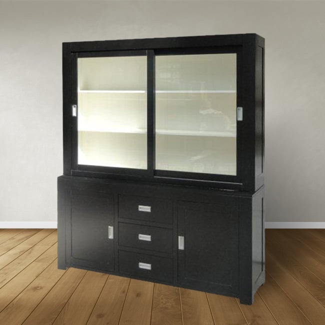 Buffetschrank Hawai - 180x50x220H cm - schlankes Design - 2 Schiebetüren - 3 Soft-Close-Schubladen - 2 Flügeltüren