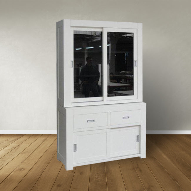 Buffetschrank Hawai 02 - 130x50x220H cm - schlankes Design - 4 Schiebetüren - 2 Soft-Close-Schubladen