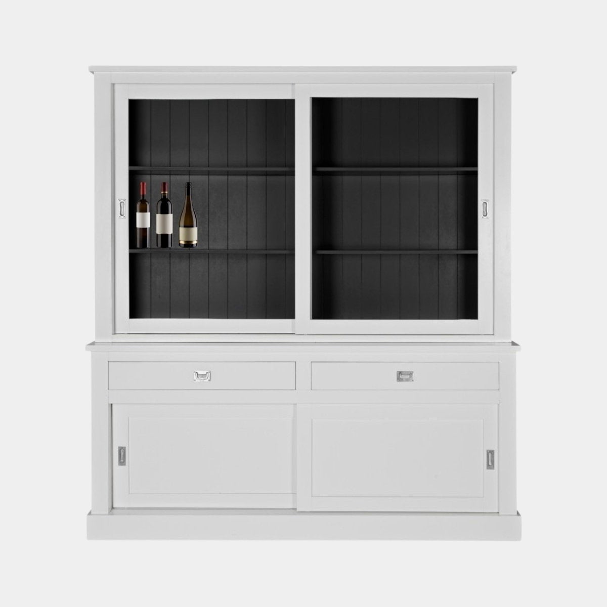 Buffetschrank Island 01 -160x50x220H cm - schlankes Design - 2 Schranktüren - 2 Schubladen - 2 geschlossene Schiebetüren