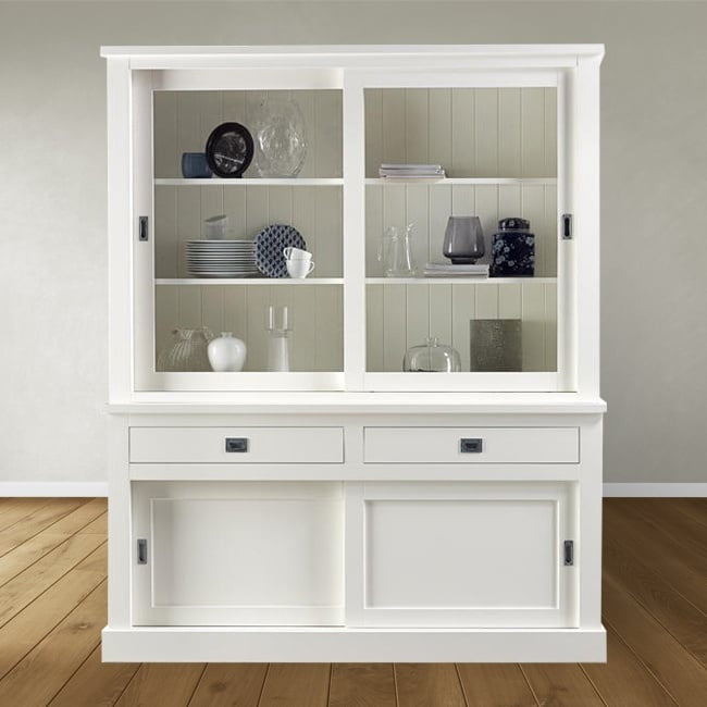 Buffetschrank Island 01 -160x50x220H cm - schlankes Design - 2 Schranktüren - 2 Schubladen - 2 geschlossene Schiebetüren