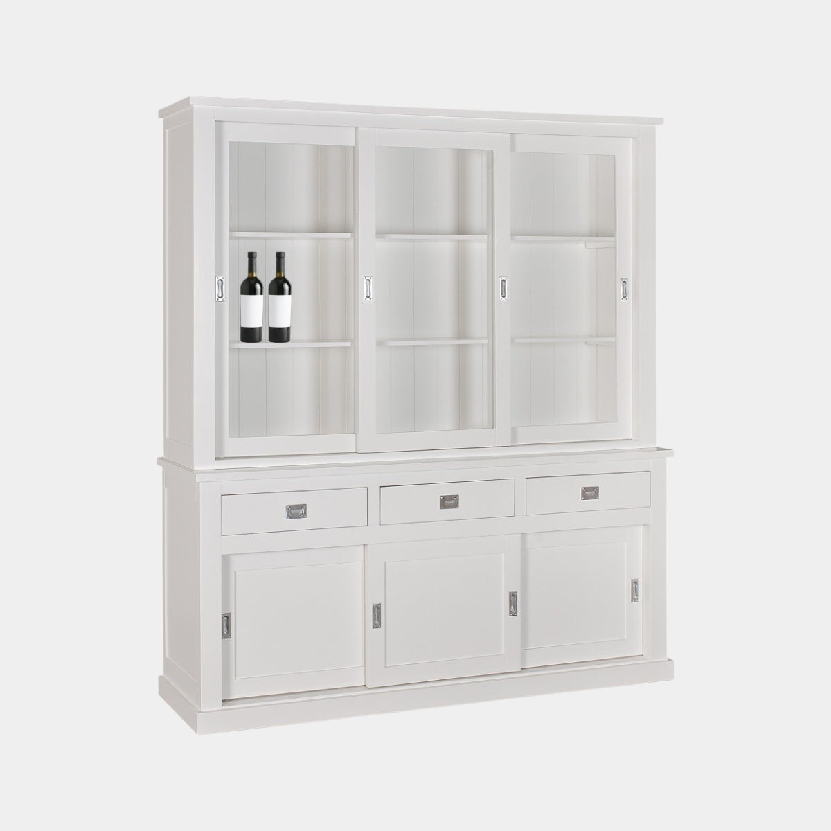Buffetschrank Island 02 - 200x50x220H cm - schlankes Design - 3 Schrankschiebetüren - 3 Schubladen - 3 geschlossene Schiebetüren