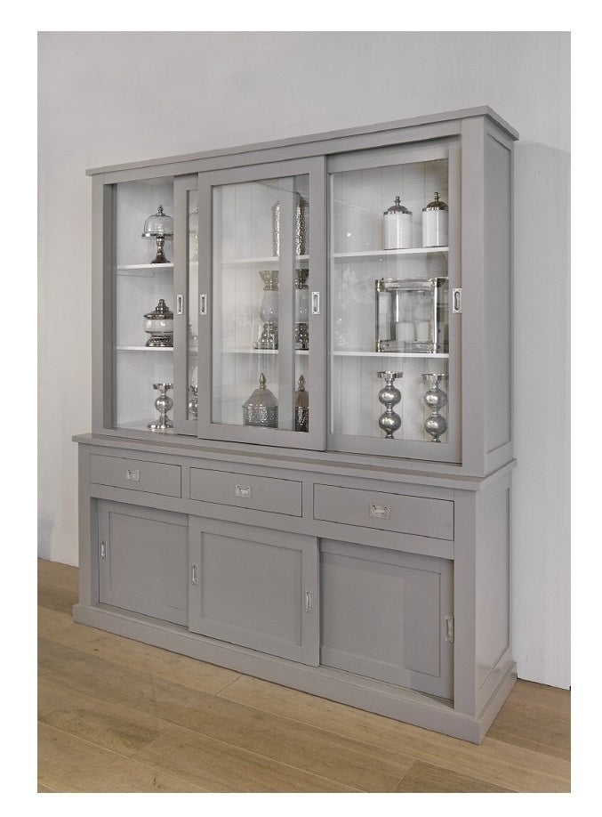 Buffetschrank Island 02 - 200x50x220H cm - schlankes Design - 3 Schrankschiebetüren - 3 Schubladen - 3 geschlossene Schiebetüren