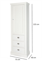 Buffetschrank Island 08 - 75x40x215H cm - 1 geschlossene Flügeltür - 3 Soft-Close-Schubladen