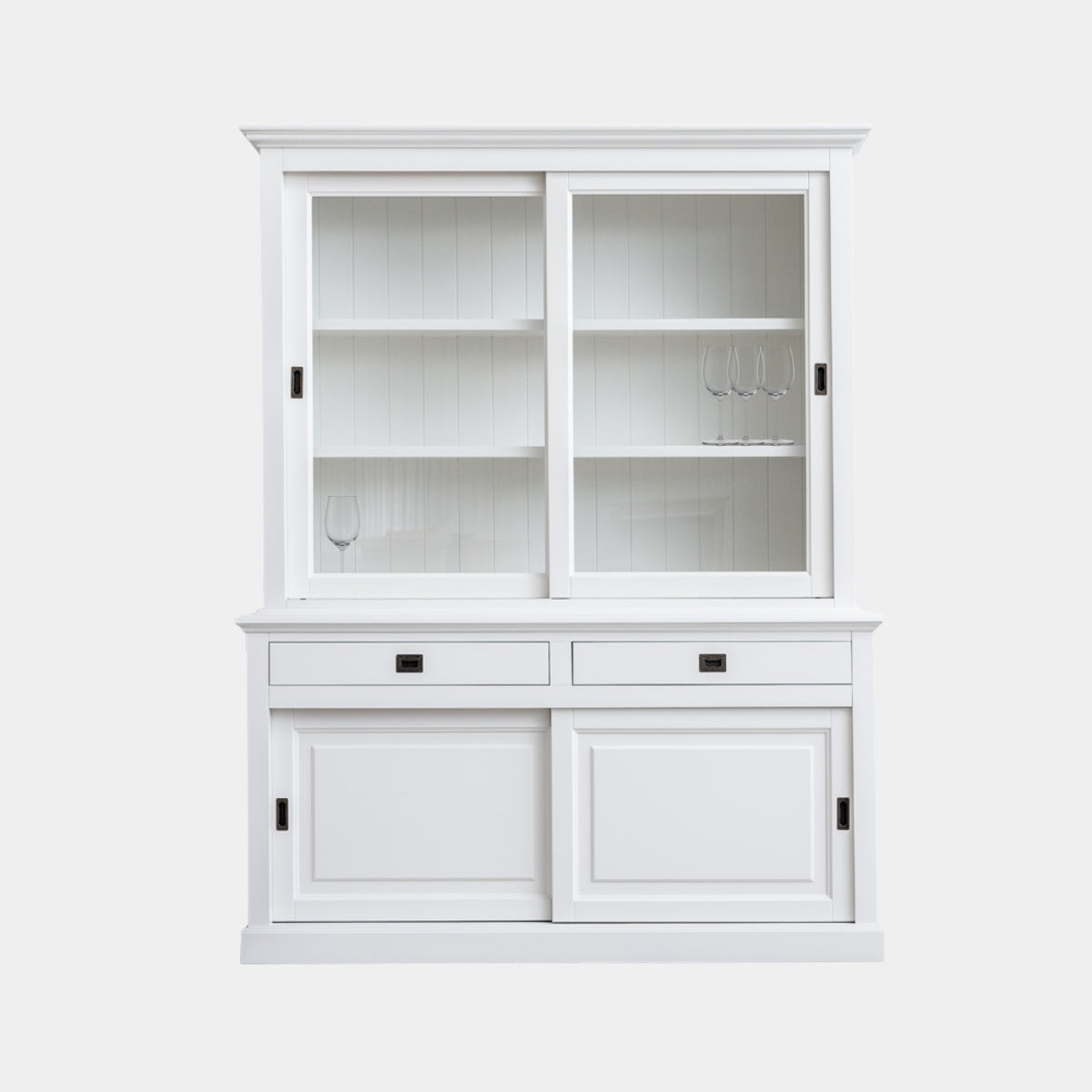 Buffetschrank Kolumbien - 177x50x230H cm - 2 Glasschiebetüren - 2 Soft-Close-Schubladen - 2 geschlossene Schiebetüren