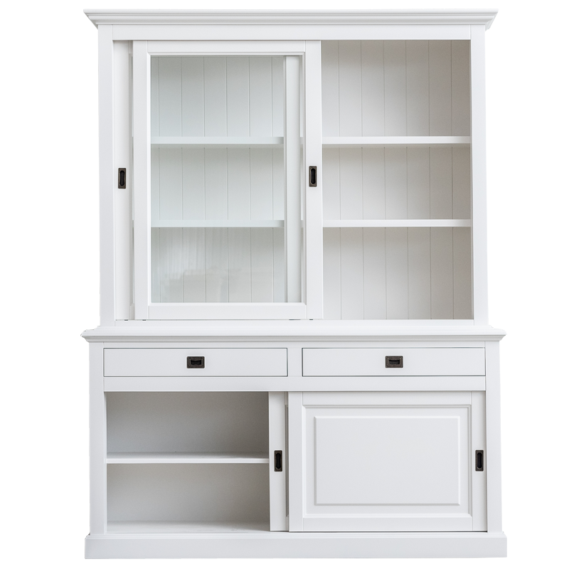 Buffetschrank Kolumbien - 177x50x230H cm - 2 Glasschiebetüren - 2 Soft-Close-Schubladen - 2 geschlossene Schiebetüren