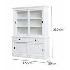 Buffetschrank Kolumbien - 177x50x230H cm - 2 Glasschiebetüren - 2 Soft-Close-Schubladen - 2 geschlossene Schiebetüren