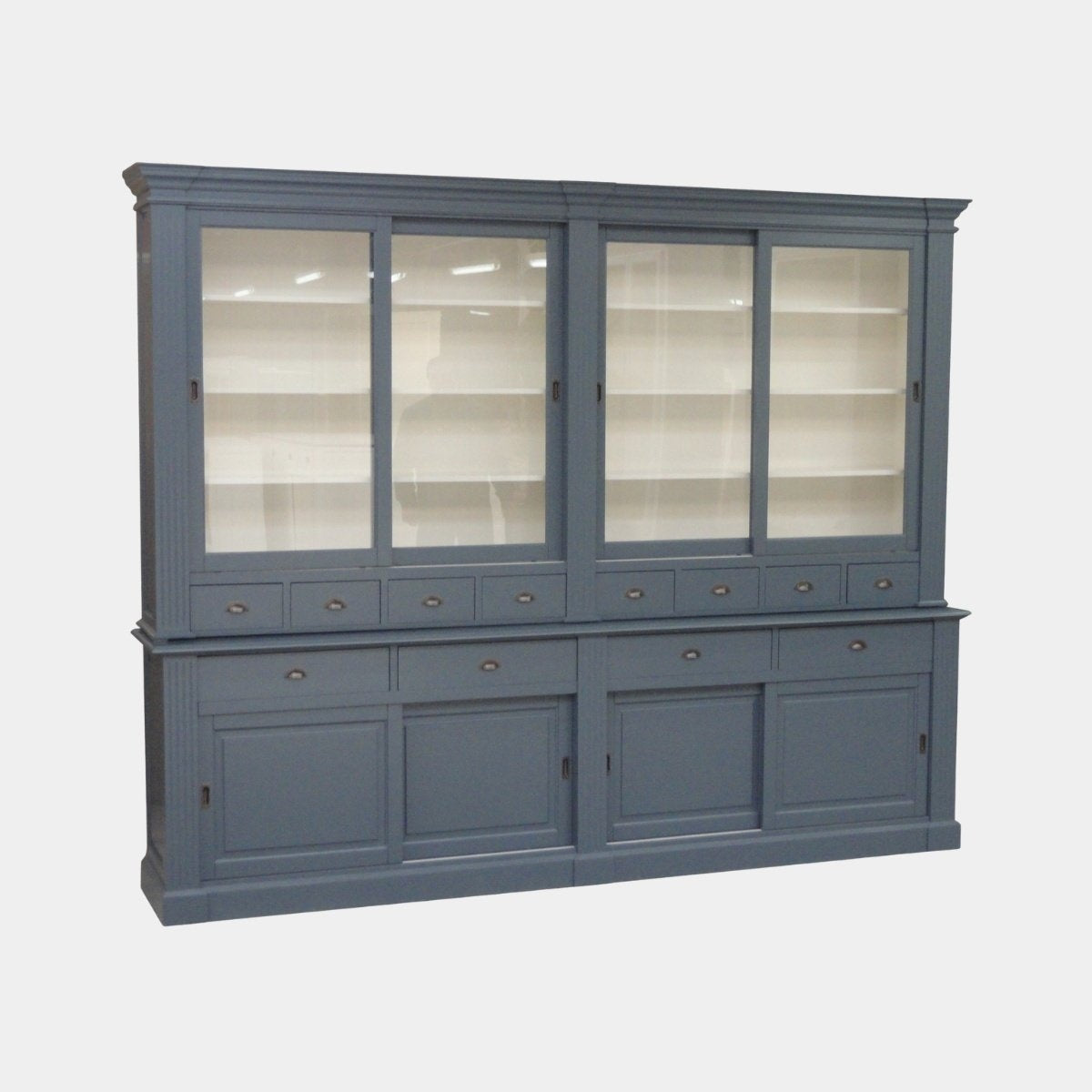 Buffetschrank Le grand st Tropez - 300x50x240H cm - Zerlegbar - 4 Schiebetüren in der Vitrine - 8 kleine Schubladen - 4 große Schubladen mit Soft Close - 4 geschlossene Schiebetüren