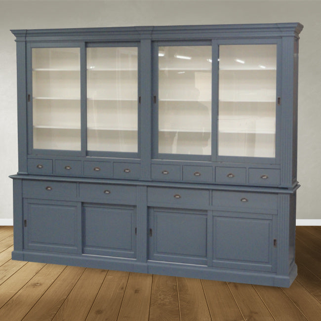 Buffetschrank Le grand st Tropez - 300x50x240H cm - Zerlegbar - 4 Schiebetüren in der Vitrine - 8 kleine Schubladen - 4 große Schubladen mit Soft Close - 4 geschlossene Schiebetüren