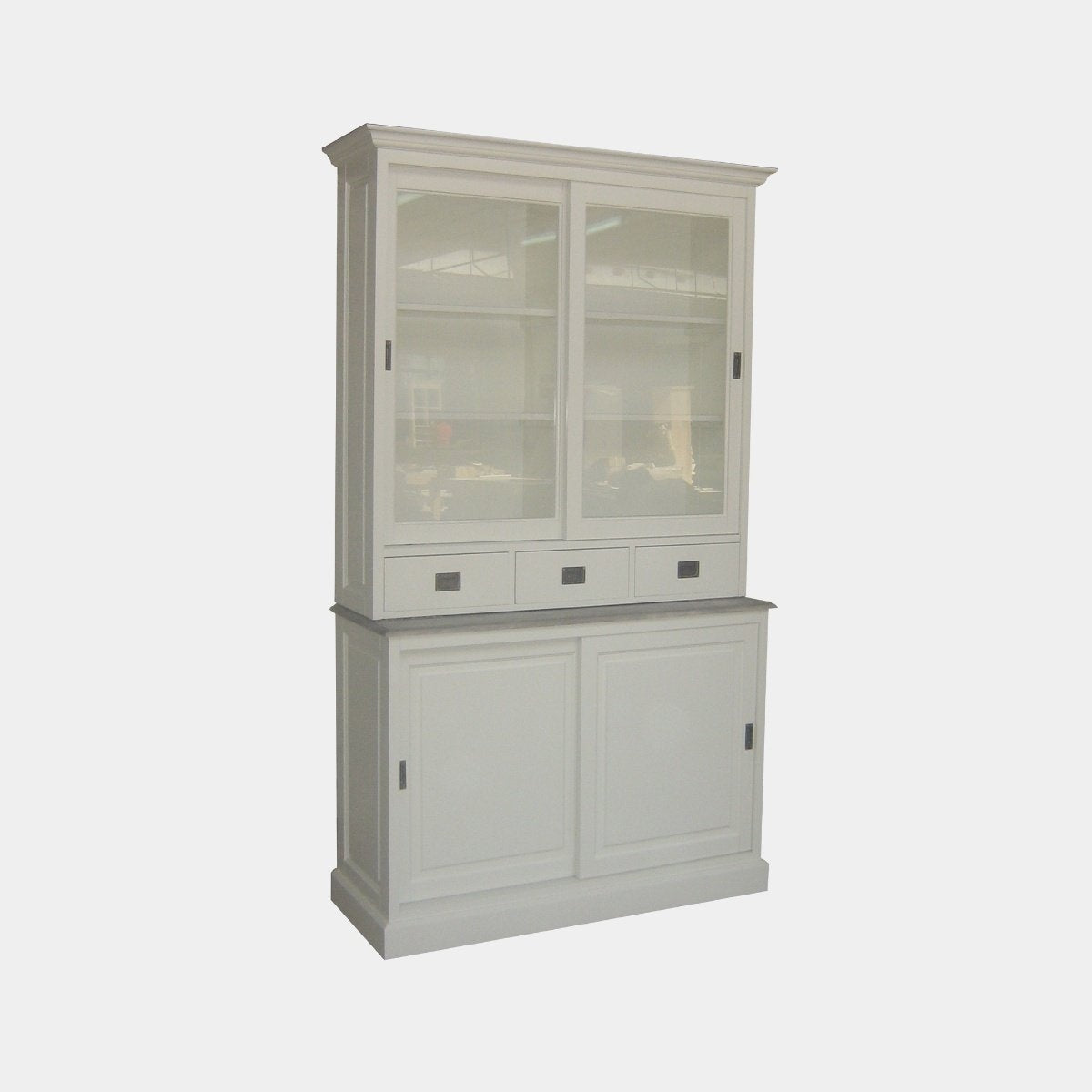 Buffetschrank Lin 02 - 130x48x220H cm - 4 Schiebetüren - 3 Soft-Close-Schubladen - optionaler vergrauter Zwischenboden
