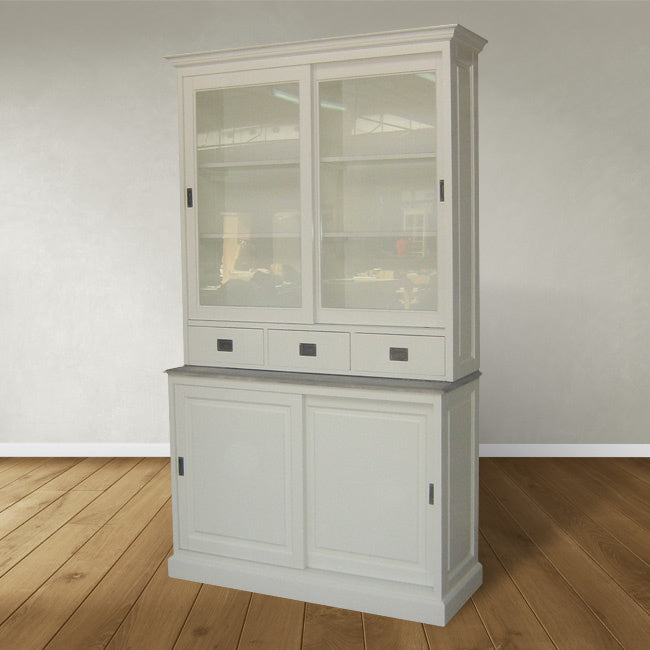 Buffetschrank Lin 02 - 130x48x220H cm - 4 Schiebetüren - 3 Soft-Close-Schubladen - optionaler vergrauter Zwischenboden
