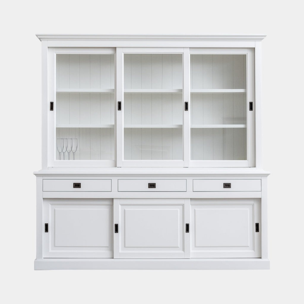 Buffetschrank Mexico - 230x50x230H cm - 3 Schiebetüren in der Vitrine - 3 Schubladen - 3 geschlossene Schiebetüren