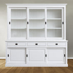 Buffetschrank Mexico - 230x50x230H cm - 3 Schiebetüren in der Vitrine - 3 Schubladen - 3 geschlossene Schiebetüren