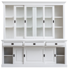 Buffetschrank Mexico - 230x50x230H cm - 3 Schiebetüren in der Vitrine - 3 Schubladen - 3 geschlossene Schiebetüren