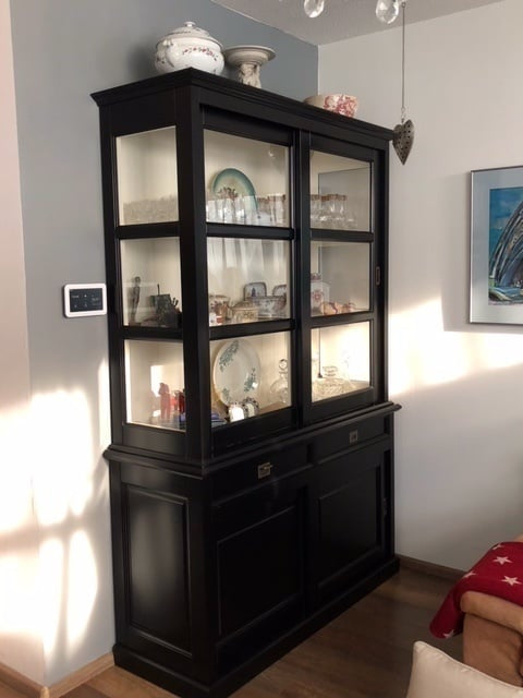 Buffetschrank Miami beach - 160x53x218H cm - 2 Schranktüren - 2 Schubladen - 2 geschlossene Schiebetüren - Glasseiten