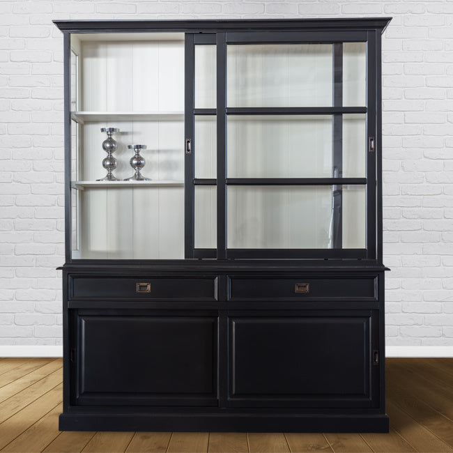 Buffetschrank Miami Beach - 188x53x218H cm - 2 Schiebetüren - 2 Soft-Close-Schubladen - 2 geschlossene Schiebetüren - Glasseiten