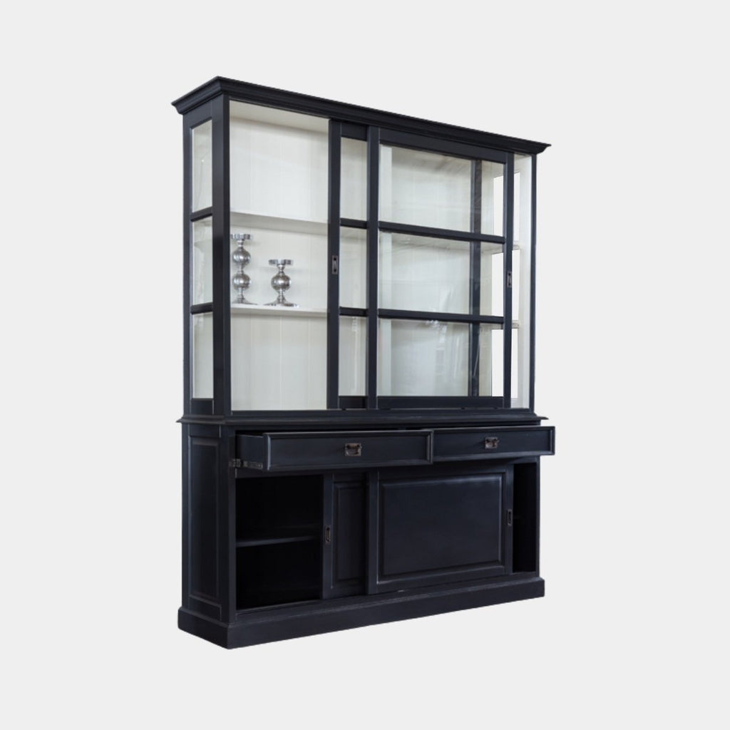 Buffetschrank Miami Beach - 188x53x218H cm - 2 Schiebetüren - 2 Soft-Close-Schubladen - 2 geschlossene Schiebetüren - Glasseiten