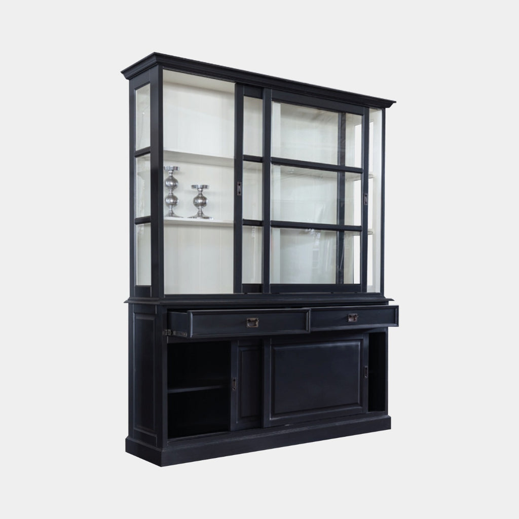 Buffetschrank Miami beach - 200x53x218H cm - 2 Schiebetüren - 2 Schubladen - 2 geschlossene Schiebetüren - Glasseiten