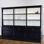 Buffetschrank Miami Beach - 220x53x218H cm - 3 Schiebetüren für Vitrinen - 3 Schubladen - 3 geschlossene Schiebetüren - Glasseiten