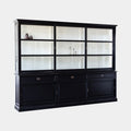Buffetschrank Miami Beach - 240x53x218H cm - 3 Schiebetüren für Vitrinen - 3 Schubladen - 3 geschlossene Schiebetüren - Glasseiten