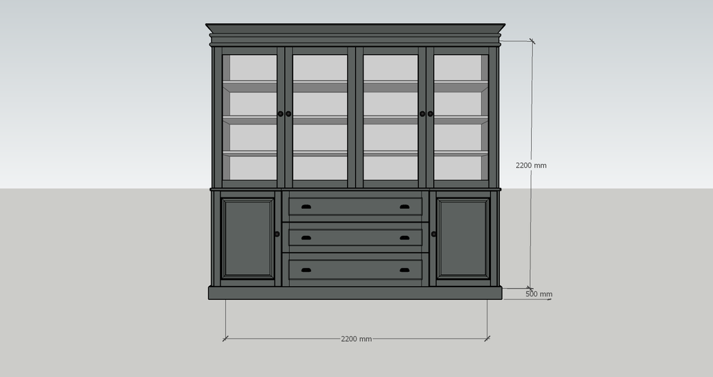 Buffetschrank Pour Moi - 220x50x220H cm - 6 Flügeltüren - 3 Soft-Close-Schubladen