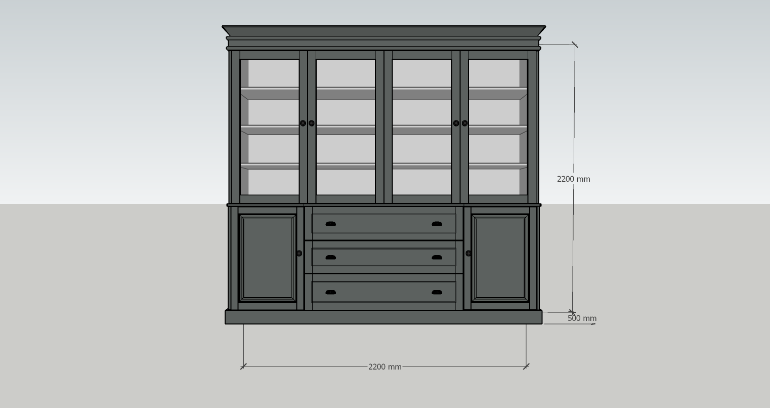 Buffetschrank Pour Moi - 220x50x220H cm - 6 Flügeltüren - 3 Soft-Close-Schubladen