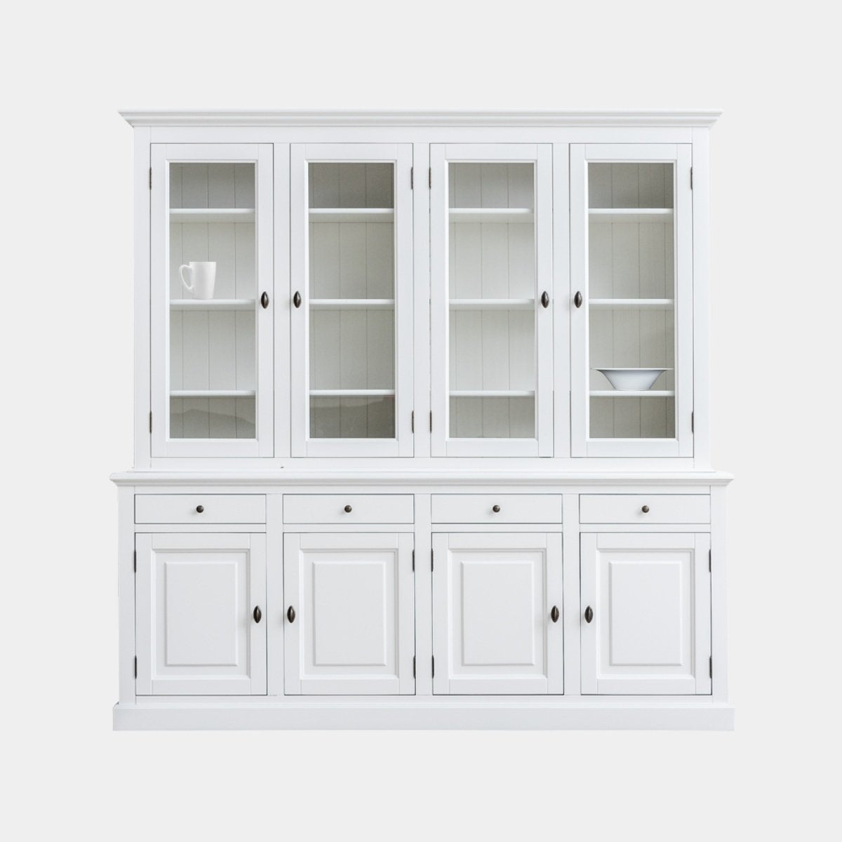 Buffetschrank Santa Barbara - 230x45x230H cm - 4 Vitrinentüren mit Scharnieren - 4 Schubladen mit Soft Close - 4 geschlossene Türen mit Scharnieren - verstellbare Einlegeböden