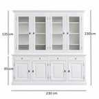 Buffetschrank Santa Barbara - 230x45x230H cm - 4 Vitrinentüren mit Scharnieren - 4 Schubladen mit Soft Close - 4 geschlossene Türen mit Scharnieren - verstellbare Einlegeböden