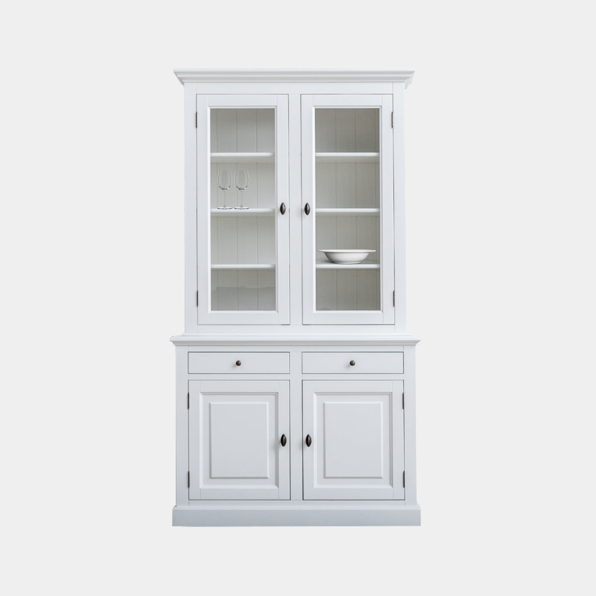 Buffetschrank Santa Lucia - 126x50x230H cm - 2 Vitrinentüren mit Scharnieren - 2 Schubladen mit Soft Close - 2 Türen mit Scharnieren - 4 Einlegeböden - verstellbare Einlegeböden