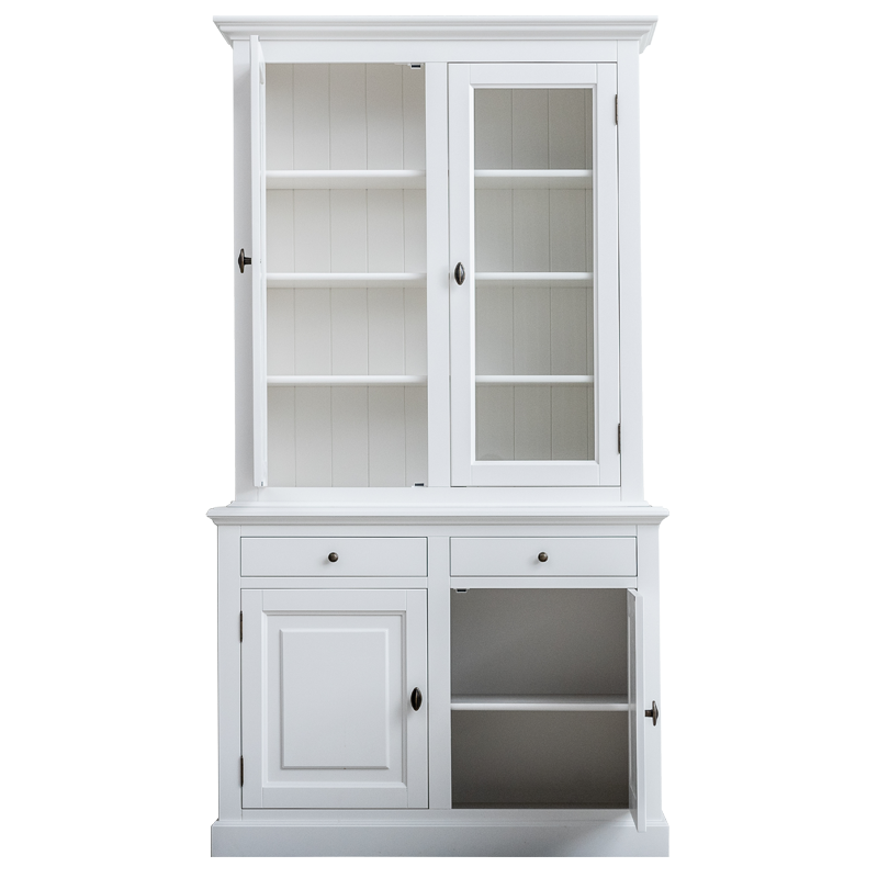 Buffetschrank Santa Lucia - 126x50x230H cm - 2 Vitrinentüren mit Scharnieren - 2 Schubladen mit Soft Close - 2 Türen mit Scharnieren - 4 Einlegeböden - verstellbare Einlegeböden