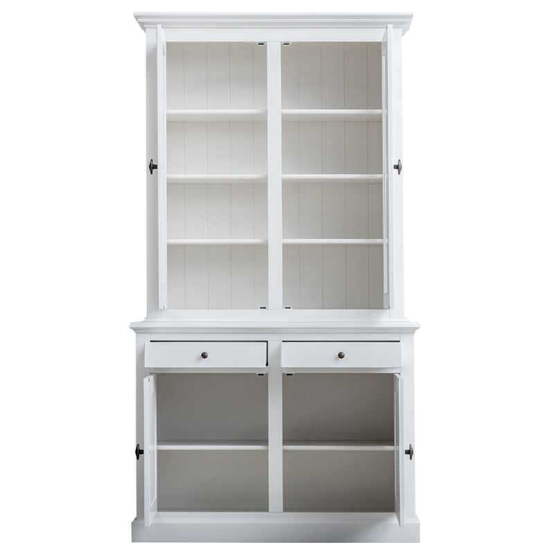 Buffetschrank Santa Lucia - 126x50x230H cm - 2 Vitrinentüren mit Scharnieren - 2 Schubladen mit Soft Close - 2 Türen mit Scharnieren - 4 Einlegeböden - verstellbare Einlegeböden