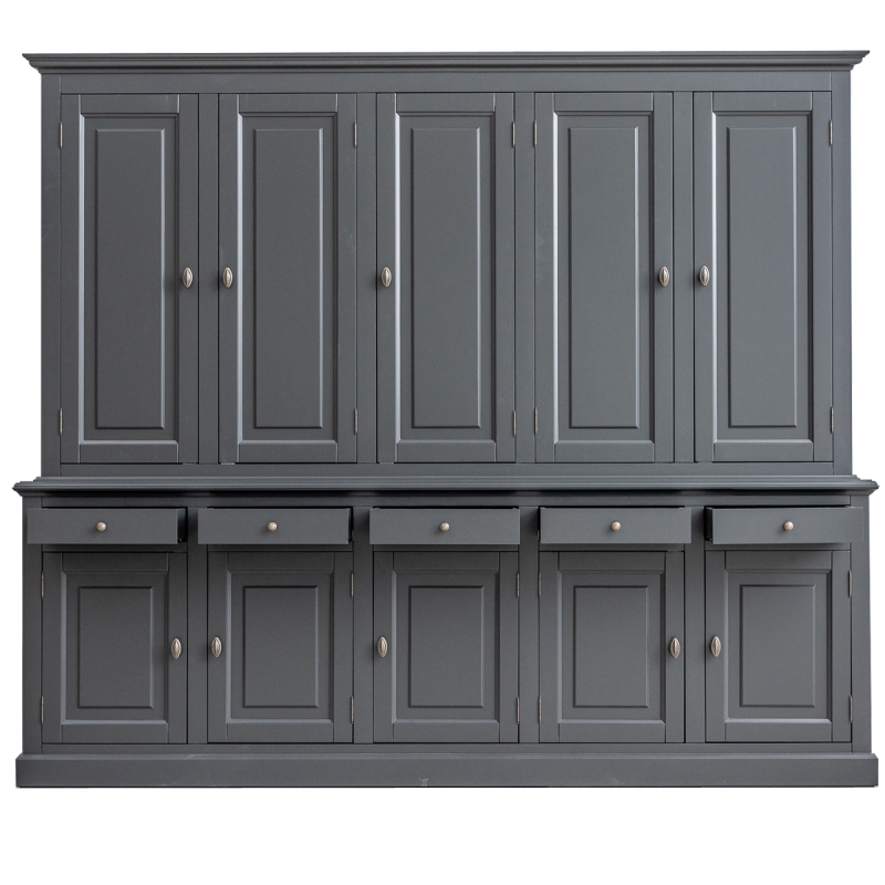 Buffetschrank Santa Maria - 260x45x230H cm - geschlossene Türen im Oberschrank - 10 Flügeltüren - 5 Soft-Close-Schubladen - verstellbare Einlegeböden