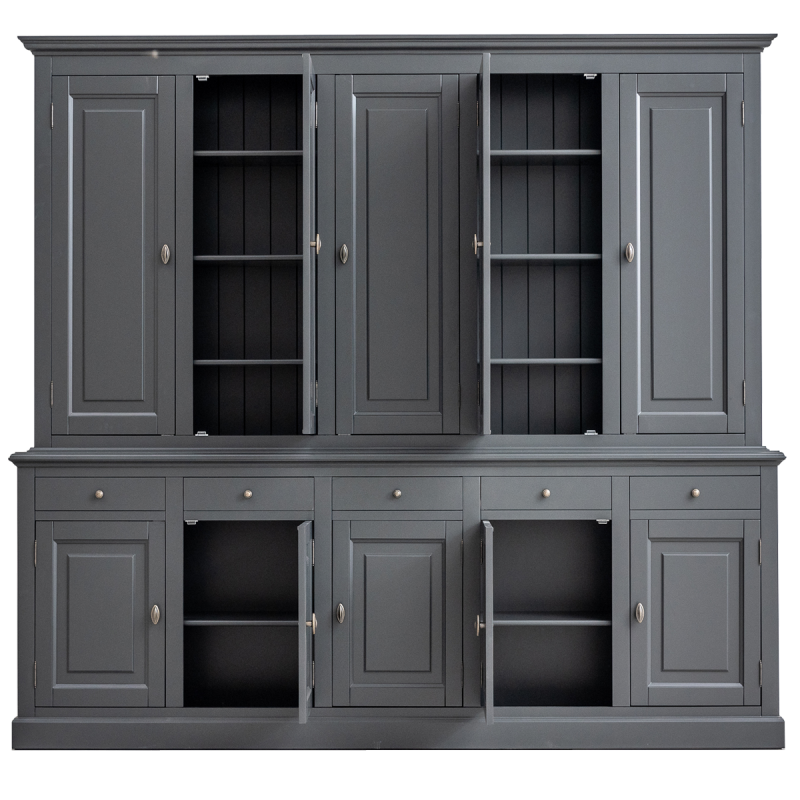 Buffetschrank Santa Maria - 260x45x230H cm - geschlossene Türen im Oberschrank - 10 Flügeltüren - 5 Soft-Close-Schubladen - verstellbare Einlegeböden