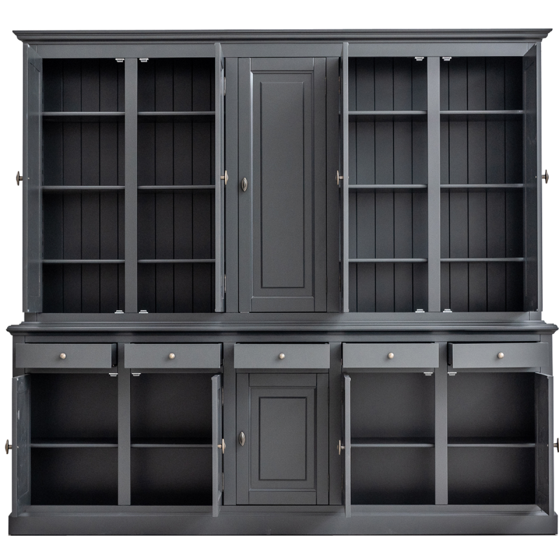 Buffetschrank Santa Maria - 260x45x230H cm - geschlossene Türen im Oberschrank - 10 Flügeltüren - 5 Soft-Close-Schubladen - verstellbare Einlegeböden