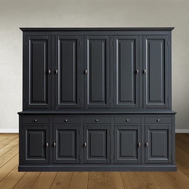 Buffetschrank Santa Maria - 260x45x230H cm - geschlossene Türen im Oberschrank - 10 Flügeltüren - 5 Soft-Close-Schubladen - verstellbare Einlegeböden