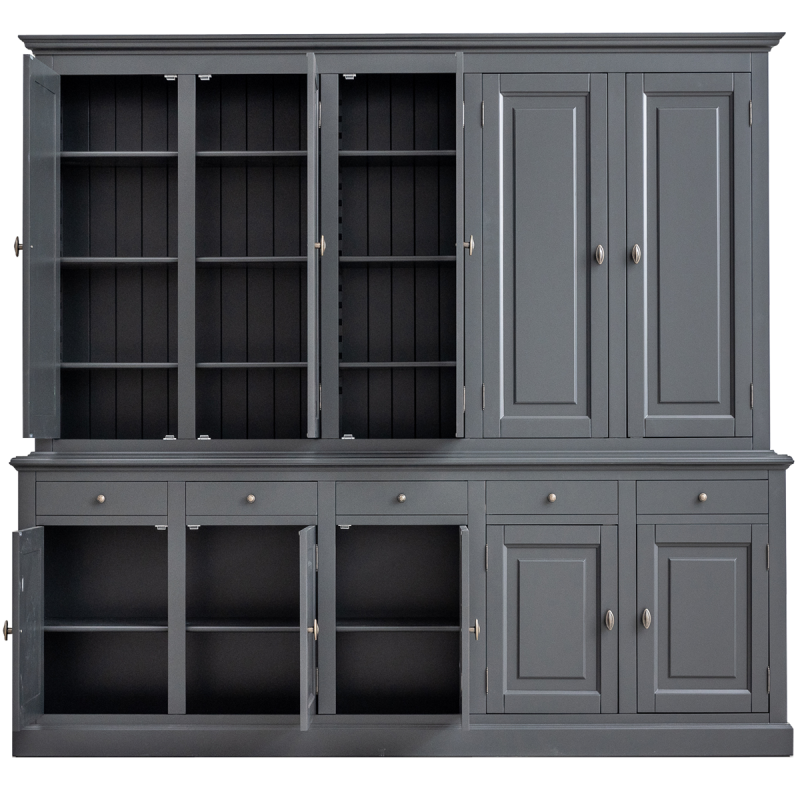 Buffetschrank Santa Maria - 260x45x230H cm - geschlossene Türen im Oberschrank - 10 Flügeltüren - 5 Soft-Close-Schubladen - verstellbare Einlegeböden