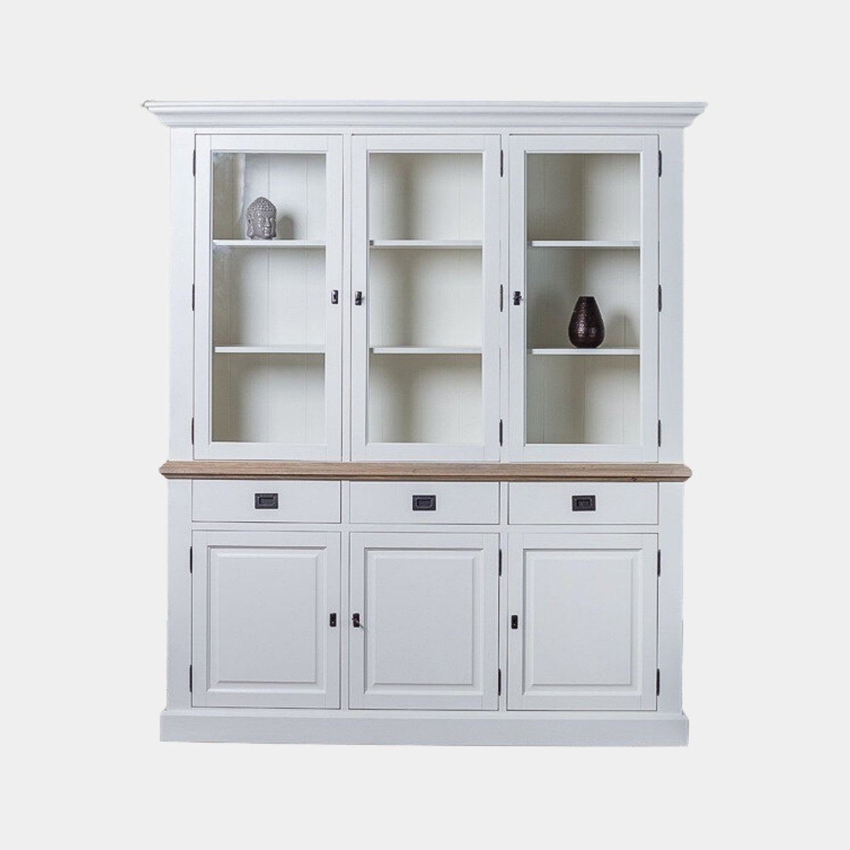 Buffetschrank Sara 01 - 180x46x206H cm - Eiche Zwischenboden - 3 Schranktüren mit Scharnieren - 3 Schubladen mit Soft Close - 3 geschlossene Scharniertüren