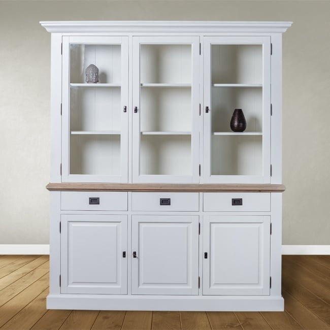 Buffetschrank Sara 01 - 180x46x206H cm - Eiche Zwischenboden - 3 Schranktüren mit Scharnieren - 3 Schubladen mit Soft Close - 3 geschlossene Scharniertüren