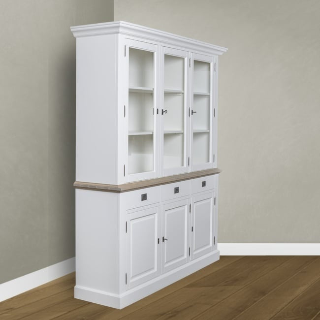 Buffetschrank Sara 01 - 180x46x206H cm - Eiche Zwischenboden - 3 Schranktüren mit Scharnieren - 3 Schubladen mit Soft Close - 3 geschlossene Scharniertüren