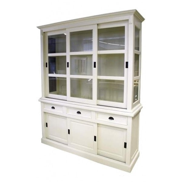 Buffetschrank South Hampton - 180x51x220H cm - 3 Schiebetüren - 3 Soft-Close-Schubladen - 3 geschlossene Schiebetüren - Glasseiten
