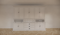 Buffetschrank / Grutterschrank Burano - 300x50x230H cm - 2 Kugelklappen - geschlossene Türen im Oberschrank - 9 Schubladen
