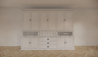 Buffetschrank / Grutterschrank Burano - 300x50x230H cm - 2 Kugelklappen - geschlossene Türen im Oberschrank - 9 Schubladen