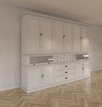 Buffetschrank / Grutterschrank Burano - 300x50x230H cm - 2 Kugelklappen - geschlossene Türen im Oberschrank - 9 Schubladen