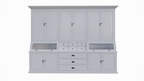 Buffetschrank / Grutterschrank Burano - 300x50x230H cm - 2 Kugelklappen - geschlossene Türen im Oberschrank - 9 Schubladen