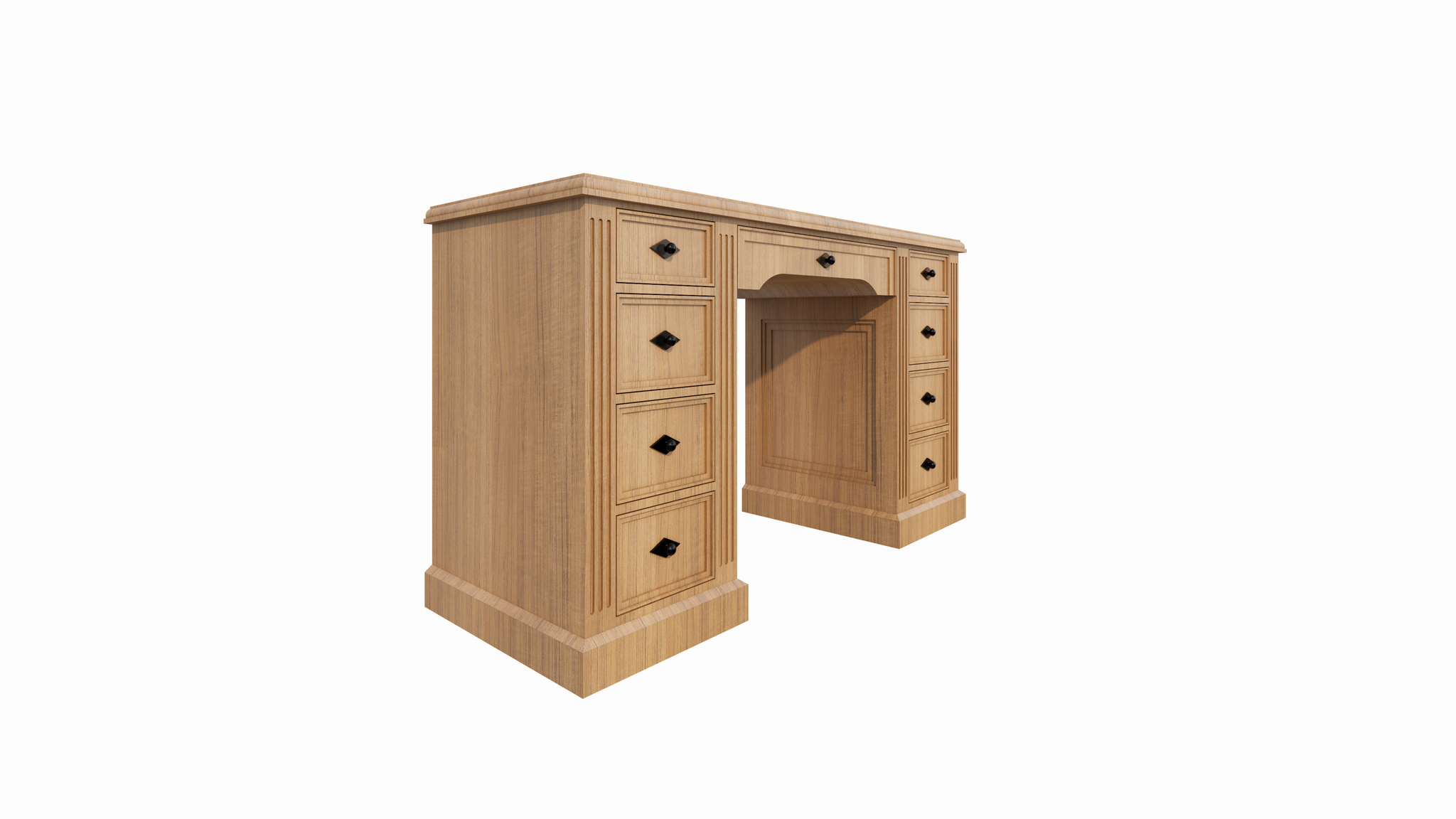 Schreibtisch Mersin - 130x50x79H cm - Eiche - Soft-Close-Schubladen