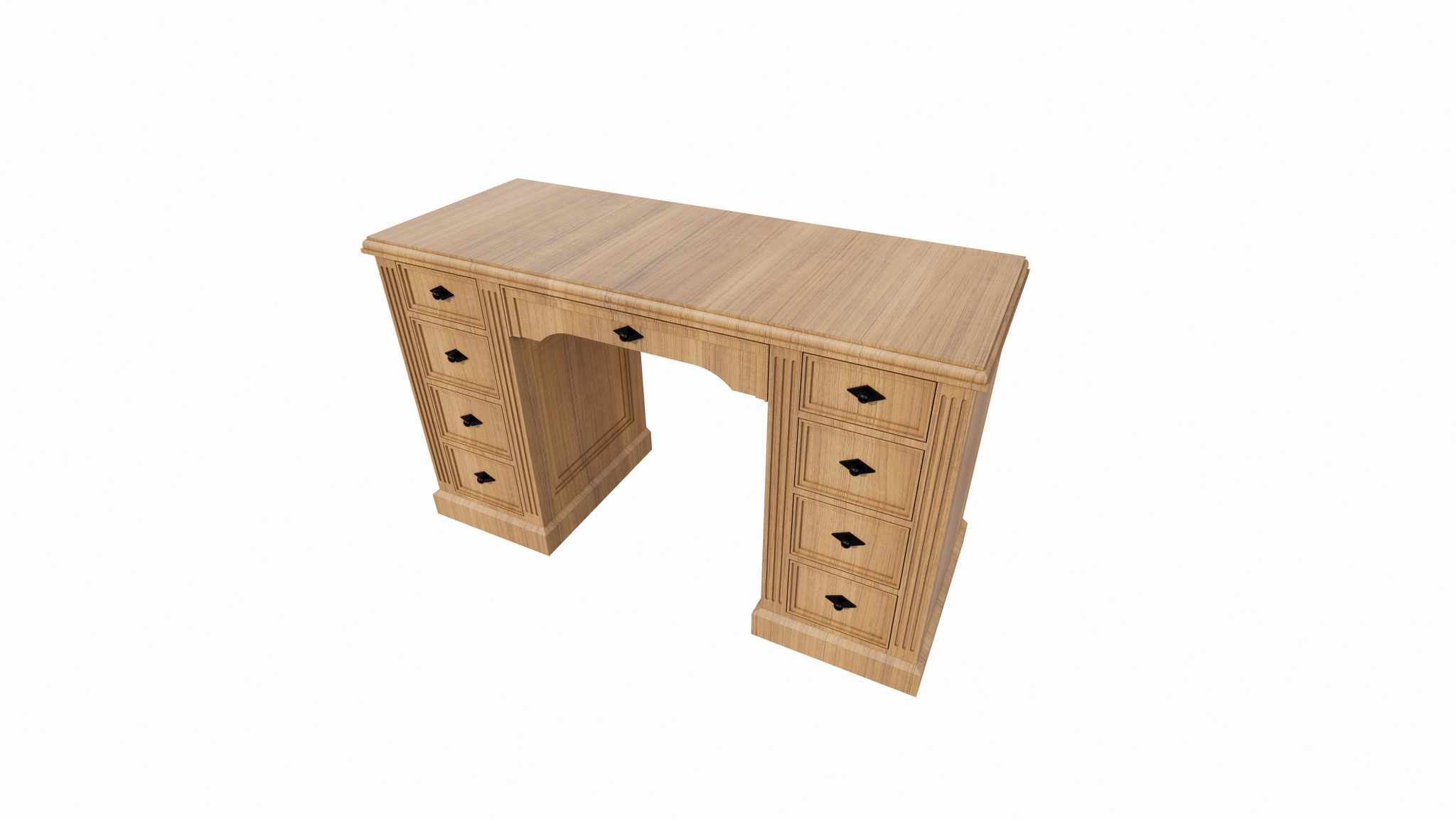 Schreibtisch Mersin - 130x50x79H cm - Eiche - Soft-Close-Schubladen
